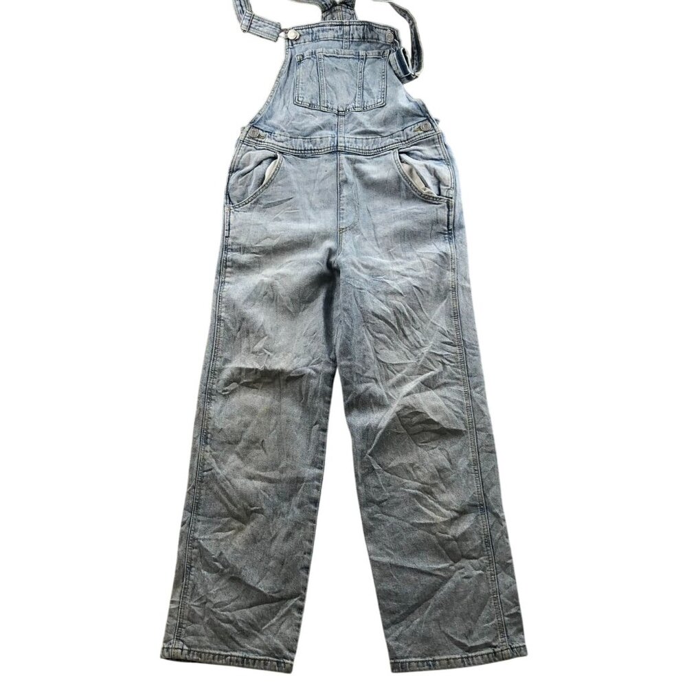 H&M Girls Bib Overalls Size 10 Blue Denim Straight Leg Casual Classic Travel